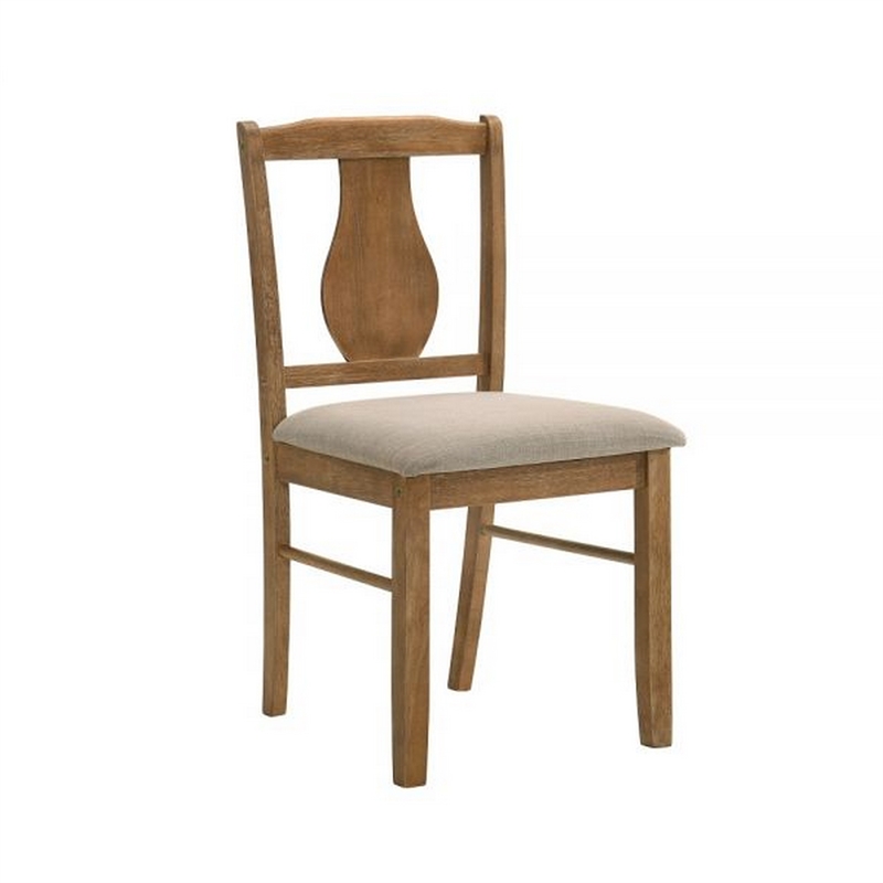 Benjara 5 Piece Dining Table Set with 4 Chairs- Rubberwood- Weathered Oak