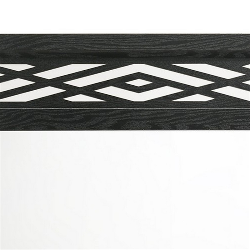 Benjara Kira 22 x 40 Dresser Mirror- Geometric Design- Rubberwood- Black Finish