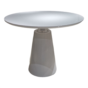 Benjara Nasa 36&quot Modern Dining Table- Round Lacquer Surface- Pedestal Base