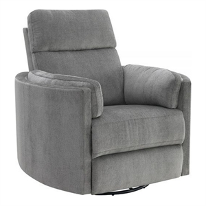 Benjara Sage 37&quot Manual Recliner with Swivel- Chenille Upholstery- Charcoal