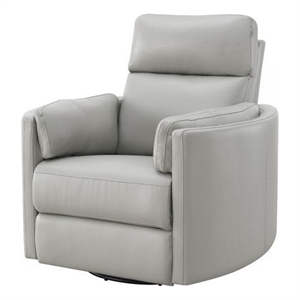 Benjara Sage 37&quot Manual Recliner with Swivel- Chenille Upholstery- Smooth Gray