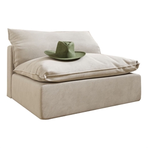Benjara Reno Bill 44&quot Armless Sofa Seater- Modular- Duck Feather- Light Gray