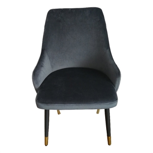 Benjara Zini 25&quot Cushioned Dining Chair (Set of 2)- Gray- Black- Gold Metal