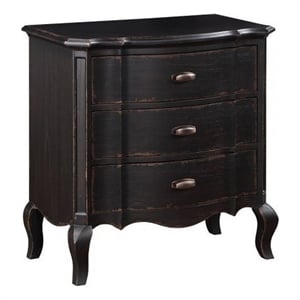 Benjara Cherry 30&quot Nightstand- 3 Drawers- Cabriole Legs- Rubberwood- Black