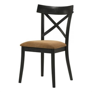 Benjara Hilly 21&quot Dining Chair (Set of 2)- Crossbuck Backrest- Brown & Black