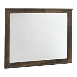 Benjara Bora 34 x 46 Dresser Mirror- Square- Solid Reclaimed Wood- Rustic Gray