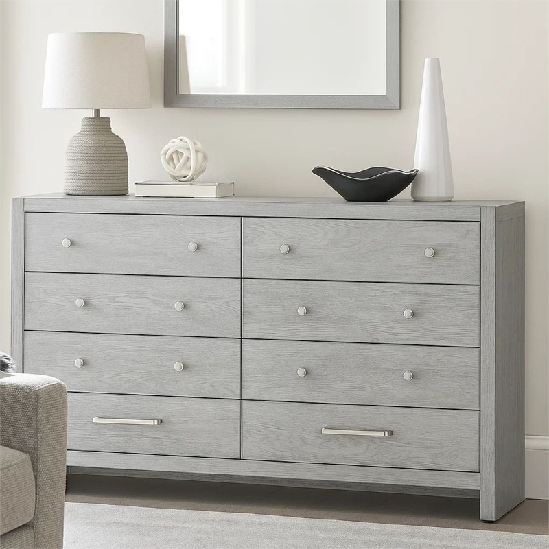 Benjara Moko 40 x 40 Dresser Mirror- Square- Modern Style- Gray Finished Frame