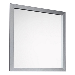 Benjara Moko 40 x 40 Dresser Mirror- Square- Modern Style- Gray Finished Frame
