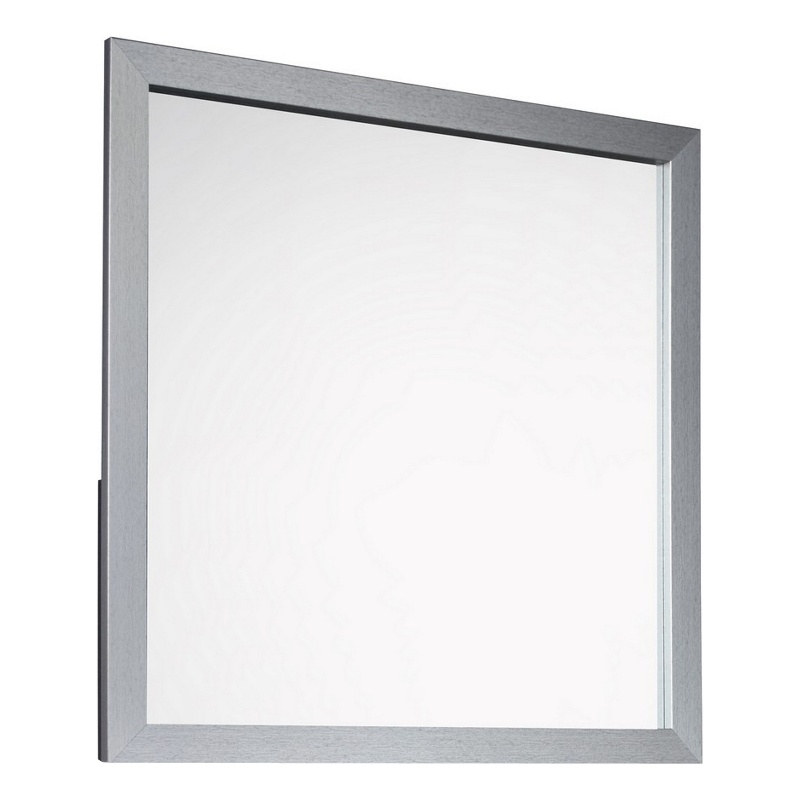 Benjara Moko 40 x 40 Dresser Mirror- Square- Modern Style- Gray Finished Frame