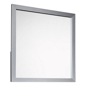 Benjara Moko 40 x 40 Dresser Mirror- Square- Modern Style- Gray Finished Frame
