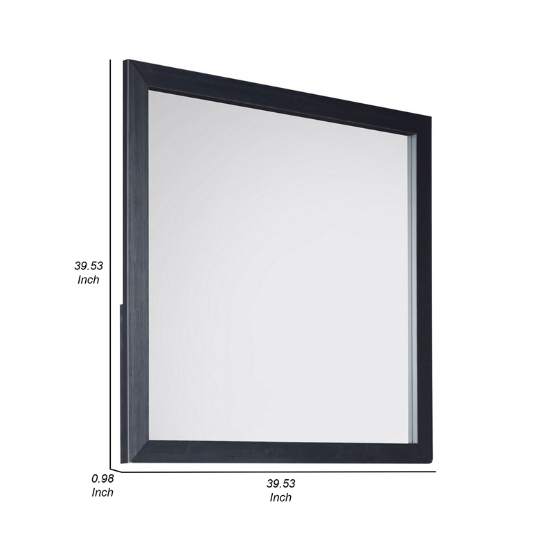 Benjara Moko 40 x 40 Dresser Mirror- Square Shape- Modern Style- Blacked Frame