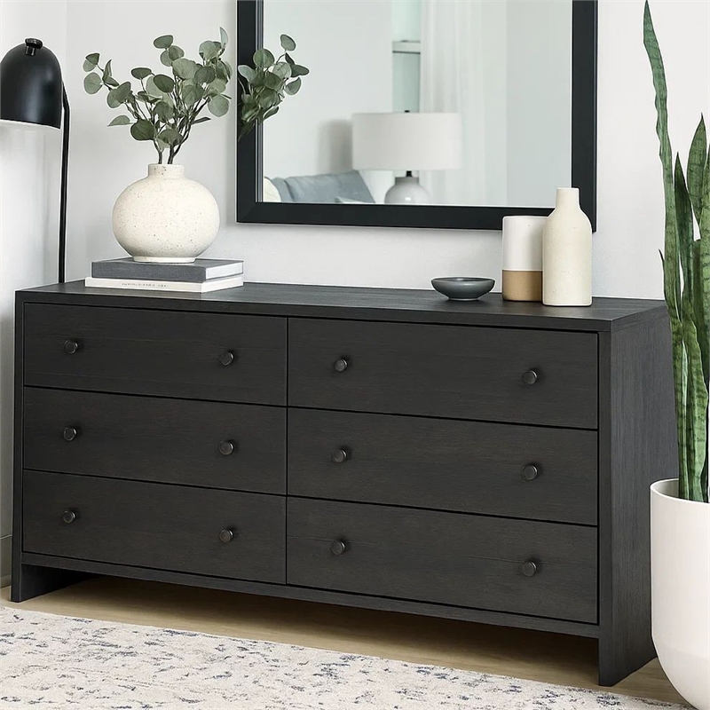 Benjara Moko 40 x 40 Dresser Mirror- Square Shape- Modern Style- Blacked Frame