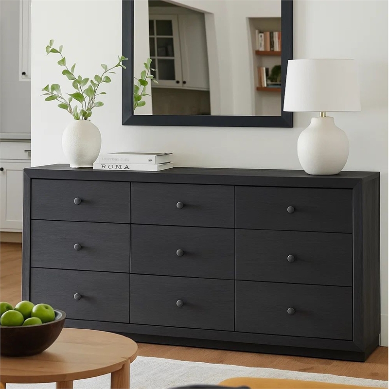 Benjara Moko 40 x 40 Dresser Mirror- Square Shape- Modern Style- Blacked Frame