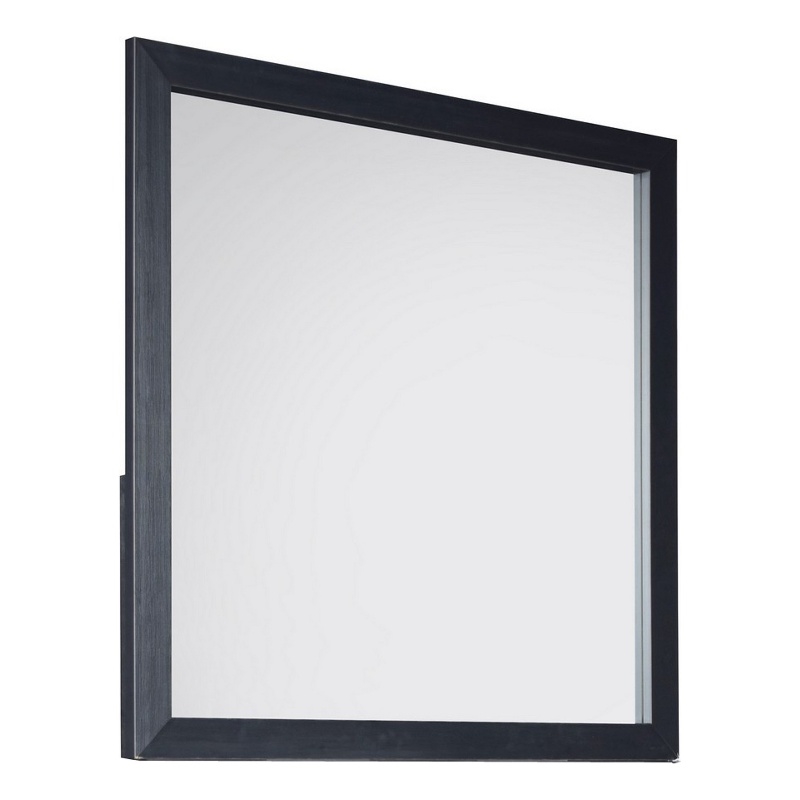 Benjara Moko 40 x 40 Dresser Mirror- Square Shape- Modern Style- Blacked Frame