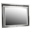 Benjara Lee 38 x 50 Dresser Mirror- Modern LED Light Trim- Silver Hardwood Frame