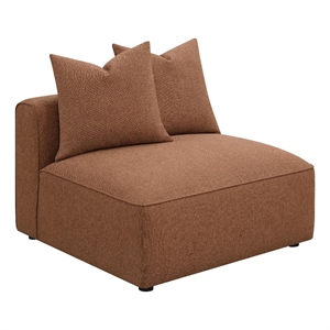 Benjara Hani 39&quot Modular Armless Chair- Polyester- 2 Throw Pillows- Brown