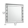 Benjara Lee 37 x 40 Vanity Mirror-10 Light Bulb Sockets-Modern Silver Wood Frame