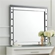 Benjara Lee 37 x 40 Vanity Mirror-10 Light Bulb Sockets-Modern Silver Wood Frame