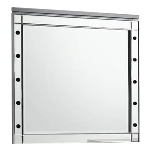 Benjara Lee 37 x 40 Vanity Mirror-10 Light Bulb Sockets-Modern Silver Wood Frame