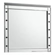 Benjara Lee 37 x 40 Vanity Mirror-10 Light Bulb Sockets-Modern Silver Wood Frame