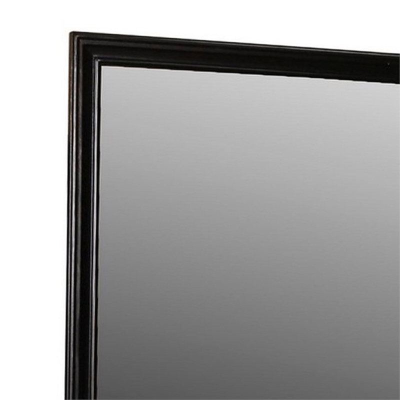 Benjara Umi 39 x 39 Dresser Mirror- Molded Design Solid Wood Black Square Frame