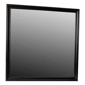 Benjara Umi 39 x 39 Dresser Mirror- Molded Design Solid Wood Black Square Frame