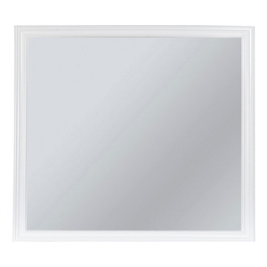 Benjara Umi 39 x 39 Dresser Mirror- Molded Design Solid Wood White Square Frame