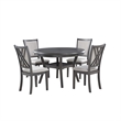 Benjara Isla 5 Piece Dining Table Set- Diamond Pattern- 4 Crossback Chairs- Gray