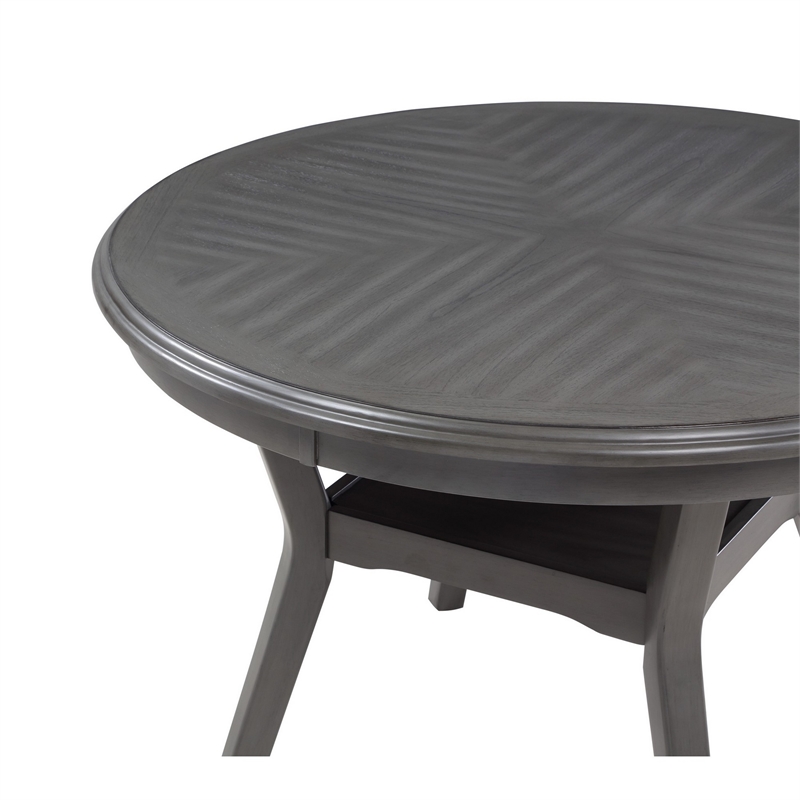 Benjara Isla 5 Piece Dining Table Set- Diamond Pattern- 4 Crossback Chairs- Gray