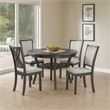 Benjara Isla 5 Piece Dining Table Set- Diamond Pattern- 4 Crossback Chairs- Gray