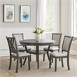 Benjara Isla 5 Piece Dining Table Set- Diamond Pattern- 4 Crossback Chairs- Gray
