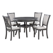 Benjara Isla 5 Piece Dining Table Set- Diamond Pattern- 4 Crossback Chairs- Gray