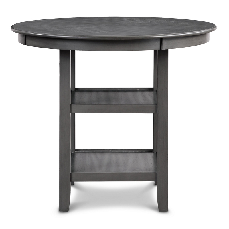 Benjara Isla 5 PC Counter Height Table Set- 4 Crossback Chairs- Gray Polyester