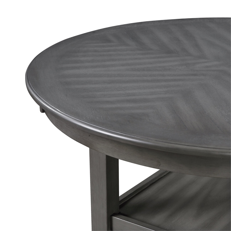 Benjara Isla 5 PC Counter Height Table Set- 4 Crossback Chairs- Gray Polyester