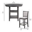 Benjara Isla 5 PC Counter Height Table Set- 4 Crossback Chairs- Gray Polyester