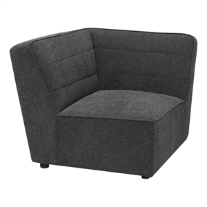 Benjara Suri 37&quot Modular Corner Wedge- Soft Modern Boucle Fabric- Gray