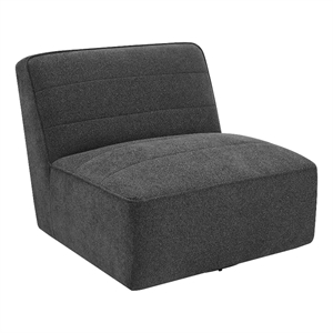 Benjara Suri 38&quot Swivel Armless Chair- Horizontal Stitching- Gray Boucle