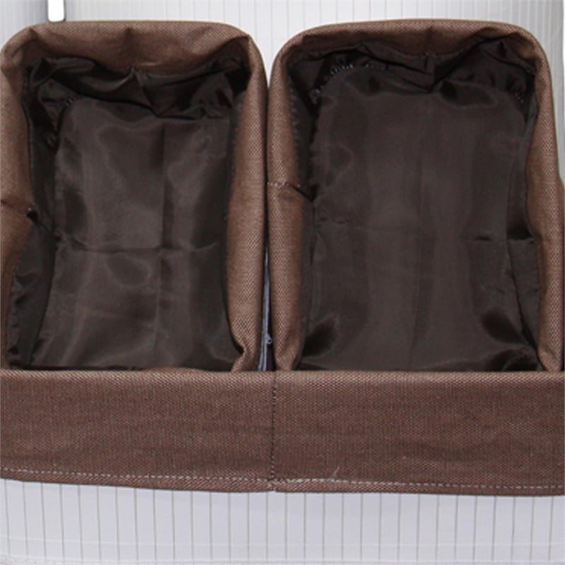 Benjara 5 Piece Laundry Basket and Tray Set- Round Folding Brown Bamboo- White