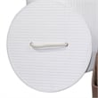Benjara 5 Piece Laundry Basket and Tray Set- Round Folding Brown Bamboo- White