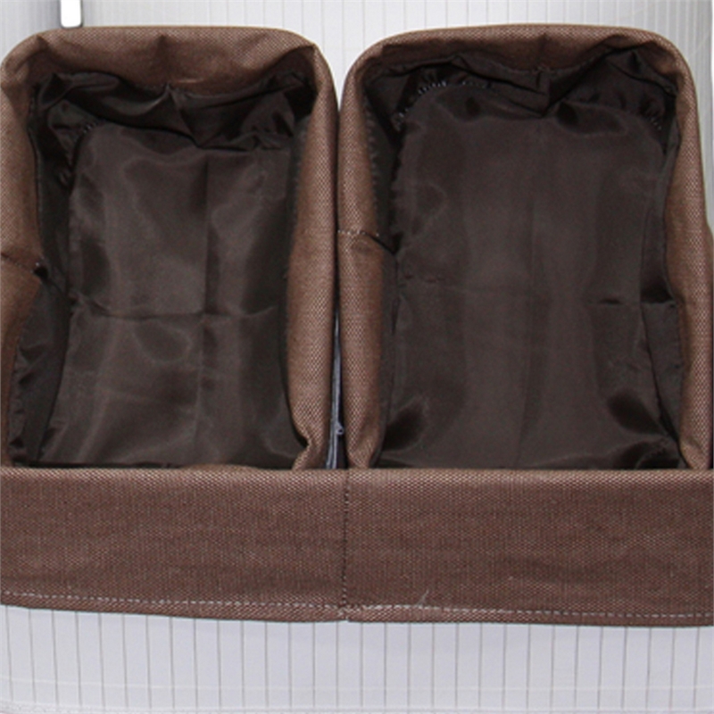 Benjara 5 Piece Laundry Basket and Tray Set- Round Folding Brown Bamboo- White