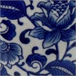 Benjara Planter With Saucer Set of 4- Vintage Blue Floral Print- White Ceramic