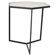 Benjara Plant Stand Table Set of 2- Black Metal Frame- Hexagonal White Tabletop