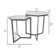 Benjara Plant Stand Table Set of 2- Black Metal Frame- Hexagonal White Tabletop