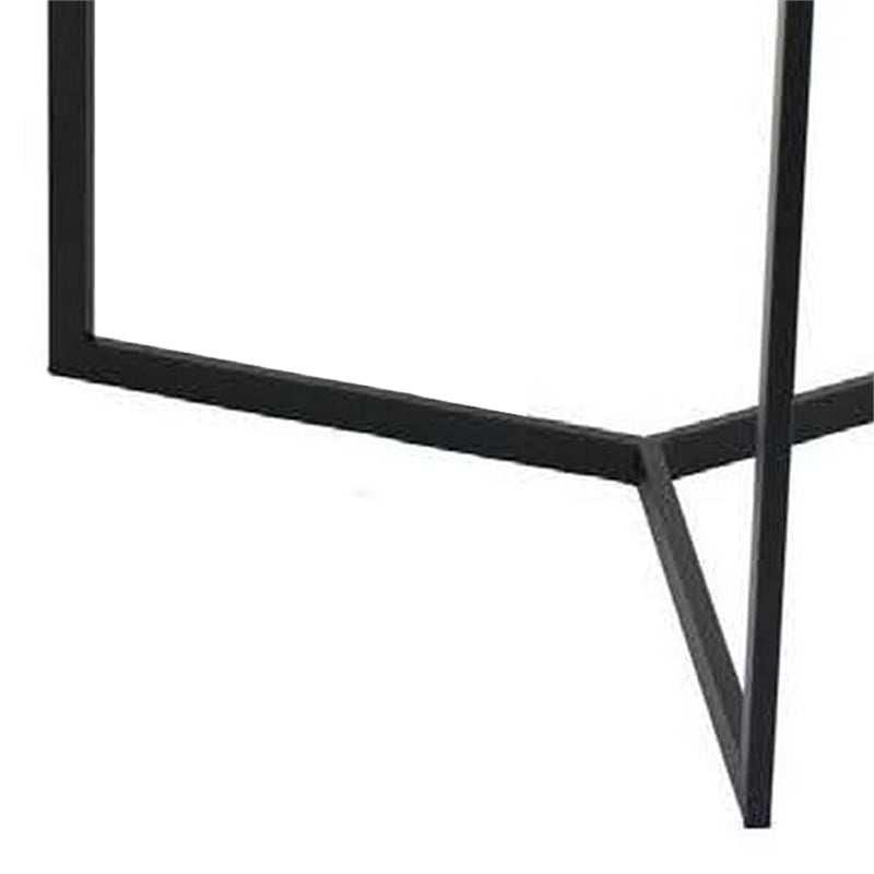 Benjara Plant Stand Table Set of 2- Black Metal Frame- Hexagonal White Tabletop