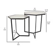 Benjara Plant Stand Table Set of 2- Black Metal Frame- Hexagonal White Tabletop