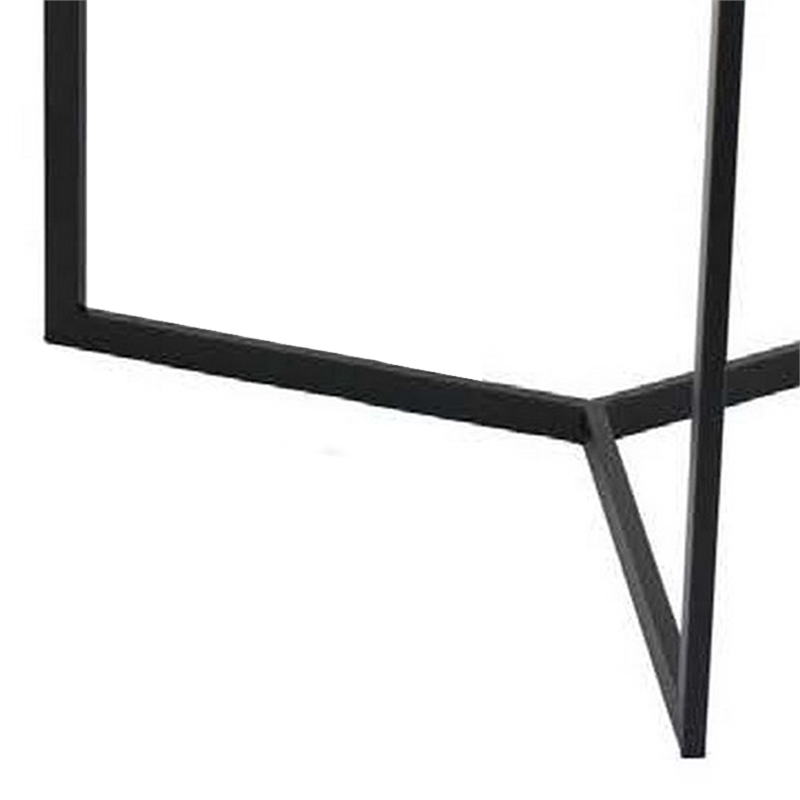 Benjara Plant Stand Table Set of 2- Black Metal Frame- Hexagonal White Tabletop