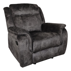 Benjara Harbor 39&quot Manual Recliner Chair- Pocket Coils- Gray Faux Suede Velvet