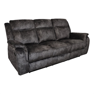 Benjara Harbor 82&quot Sofa with Dual Manual Recliners- Gray Faux Suede Upholstery