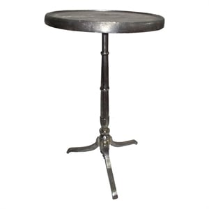 Benjara 41&quot Plant Stand Table-Round Top-Turned Base-Modern Silver Aluminium