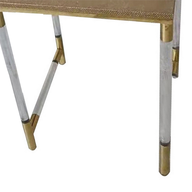 Benjara Set of 3 Nesting Side End Tables- Faux Leather Top- Clear Acrylic Legs